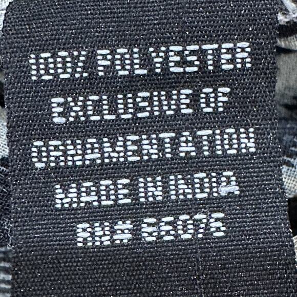 Raviya Tunic Dress Womens Large Black Beige Boho Ikat Print 3/4 Sleeve Sheer - Picture 9 of 9